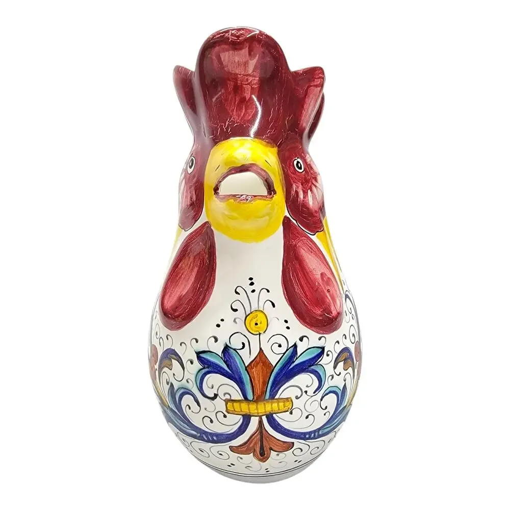 FIMA Deruta Ricco Deruta Ceramic Rooster Pitcher 0.5L Made in Italy Good Luck